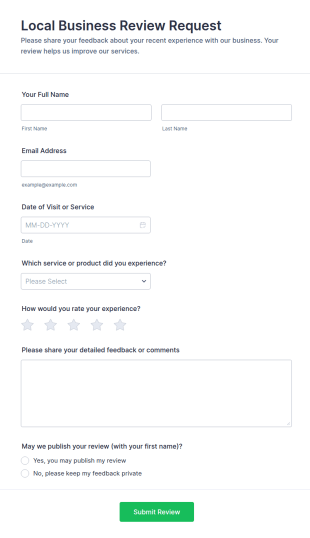 Local Business Review Request Form Template