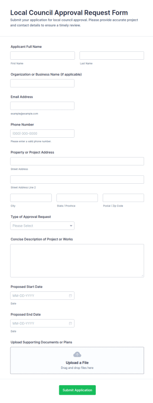 Local Council Approval Request Form Template