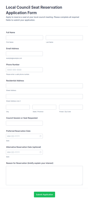 Local Council Seat Reservation Form Template