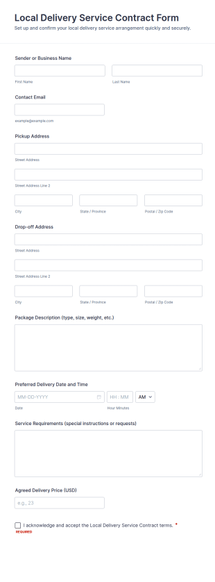 Local Delivery Service Contract Form Template