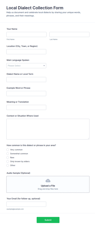 Local Dialect Collection Form Template