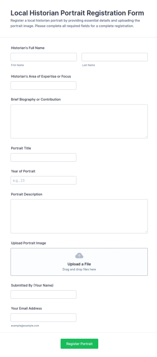 Local Historian Portrait Registration Form Template
