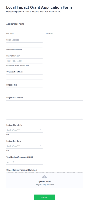 Local Impact Grant Application Form Template