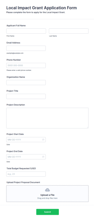 Local Impact Grant Application Form Template