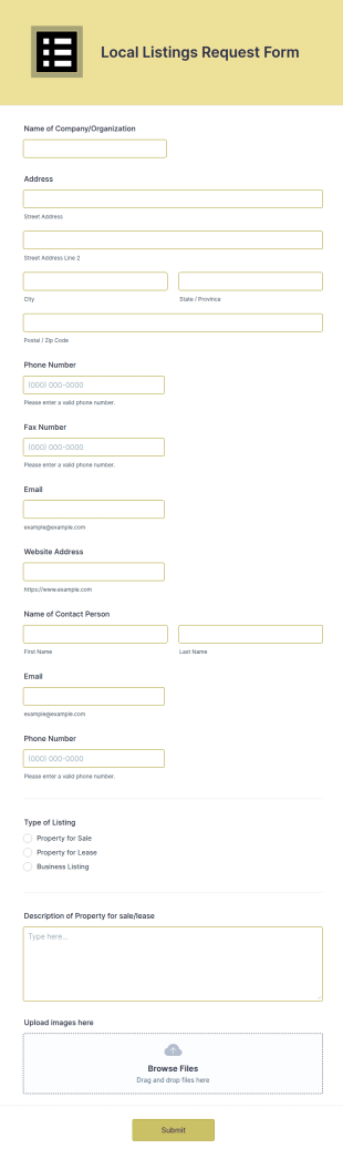 Local Listings Request Form Template