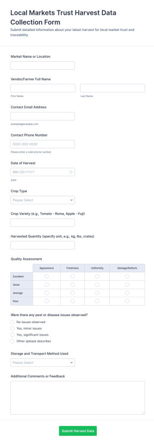Local Markets Trust Harvest Data Collection Form Template