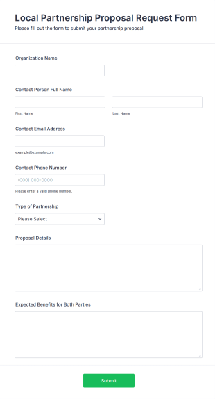 Local Partnership Proposal Request Form Form Template
