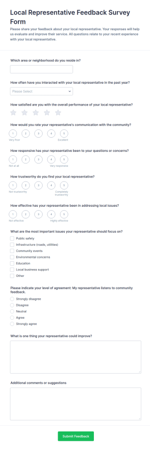 Local Representative Feedback Survey Form Template