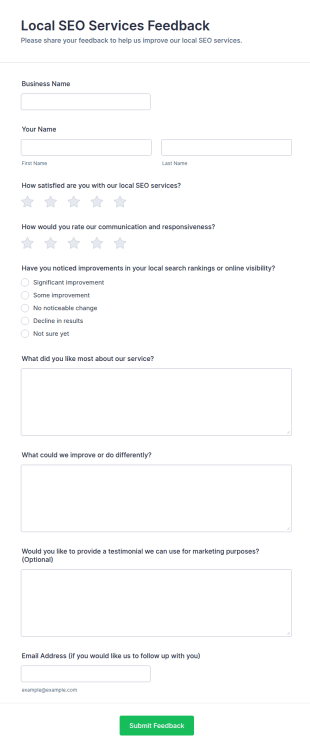 Local SEO Services Feedback Form Template