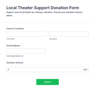 Local Theater Support Donation Form Template
