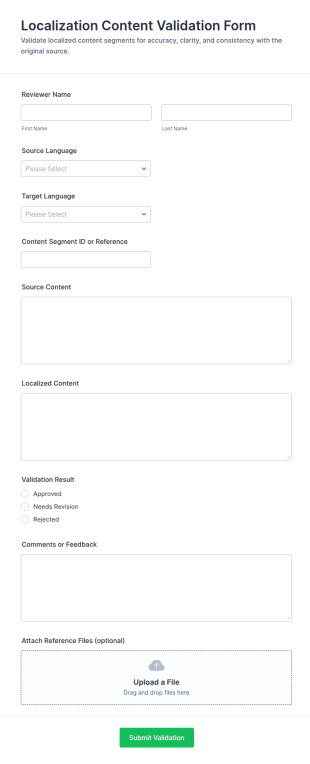 Localization Content Validation Form Template