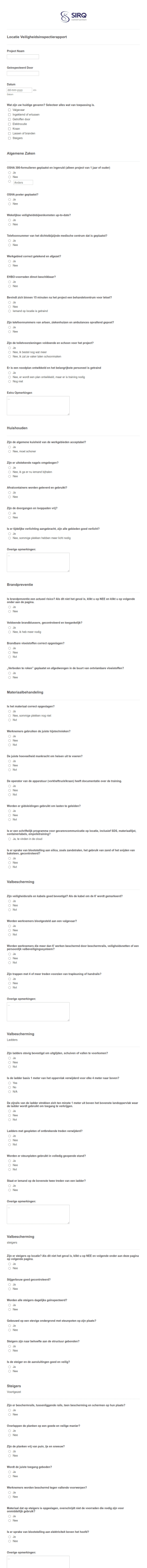 Locatie Veiligheidsinspectierapport