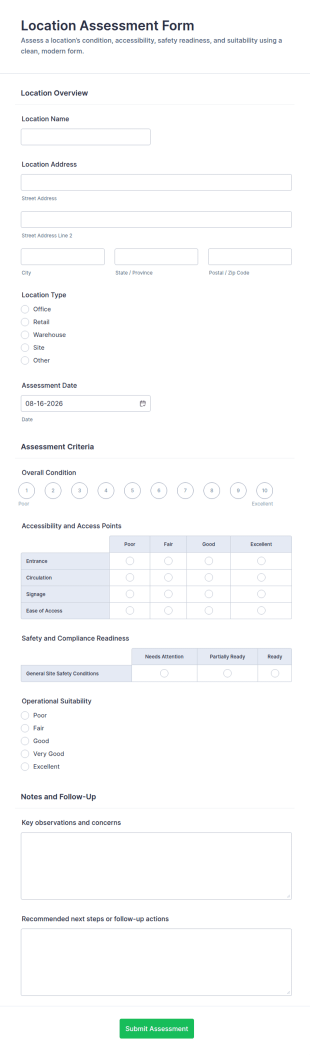 Location Assessment Form Template