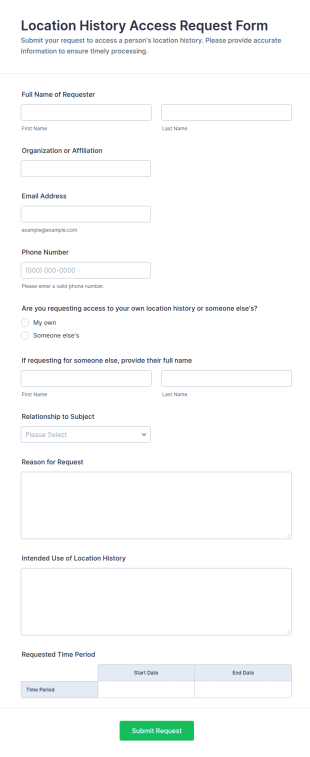 Location History Access Request Form Template