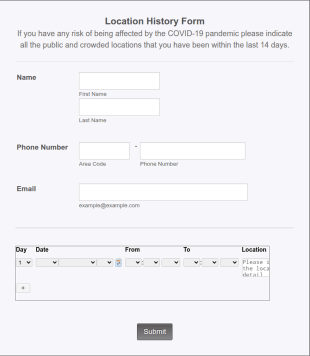 Location History Form Template