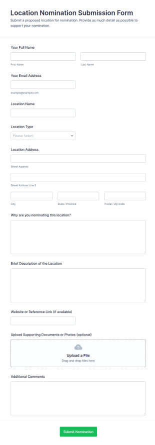 Location Nomination Submission Form Template