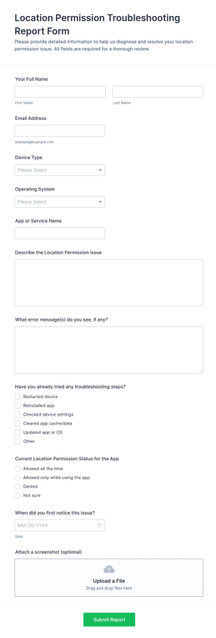 Location Permission Troubleshooting Report Form Template