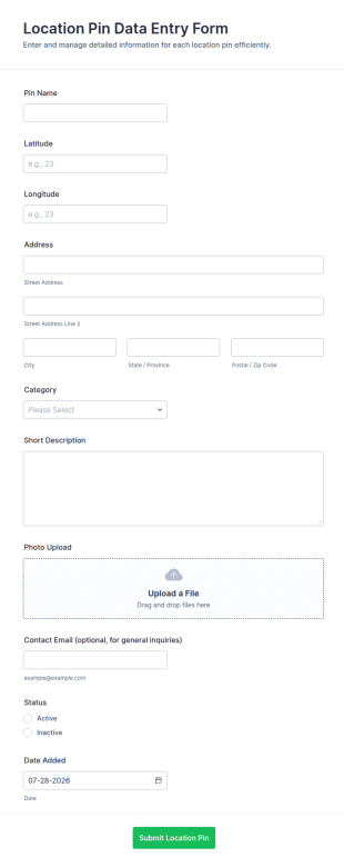 Location Pin Data Entry Form Template