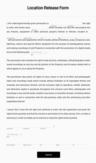Location Release Form Template