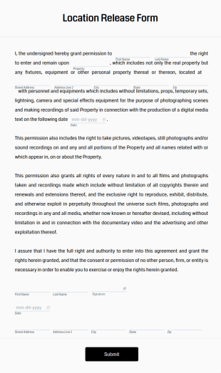 Location Release Form Template