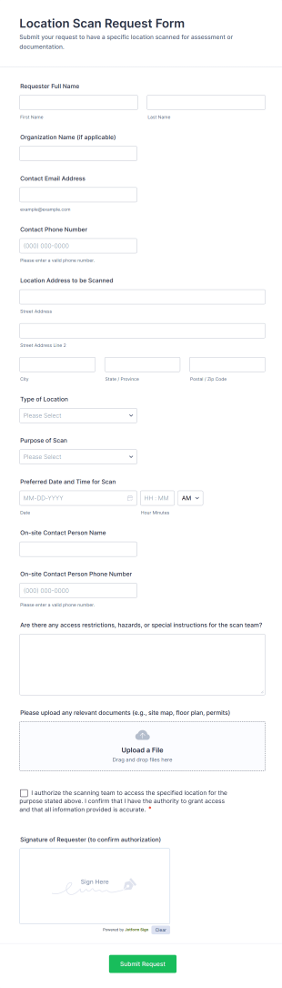 Location Scan Request Form Template