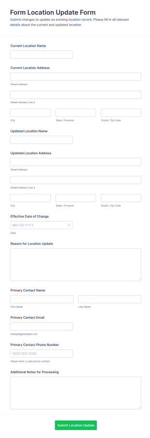Location Update Form Template