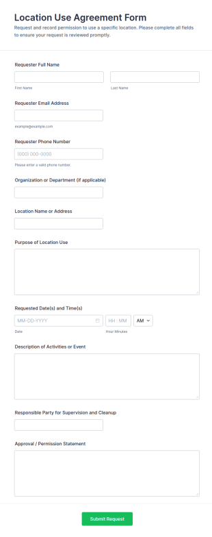 Location Use Agreement Form Template