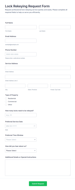 Lock Rekeying Request Form Template