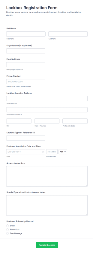 Lockbox Registration Form Template