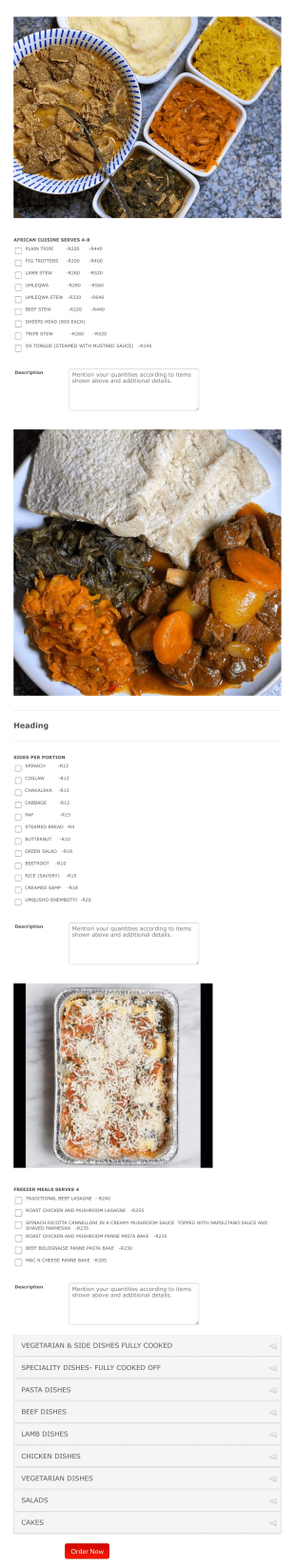 Lockdown Food Order Form Template