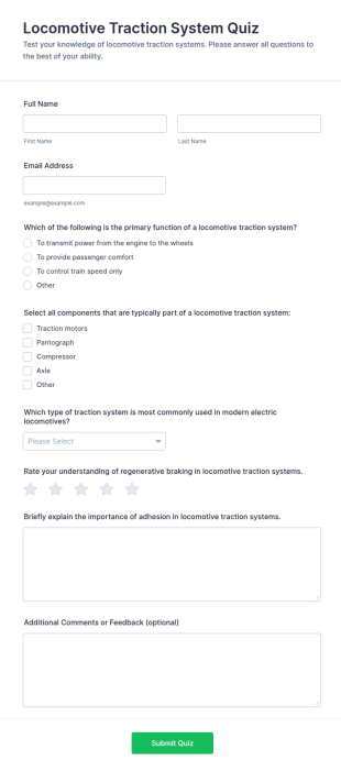 Locomotive Traction System Quiz Form Template
