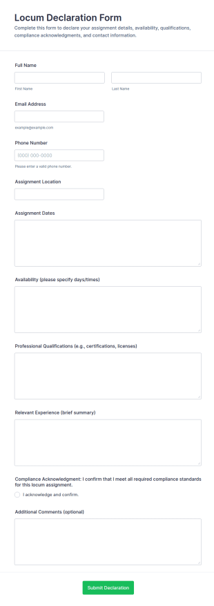 Locum Declaration Form Template