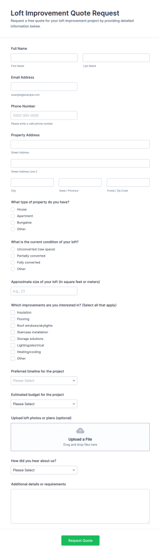 Loft Improvement Quote Request Form Template