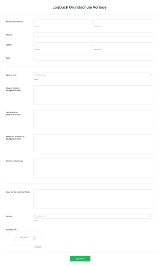 Logbuch Grundschule Vorlage Form Template