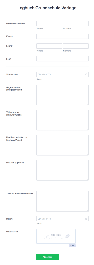 Logbuch Grundschule Vorlage