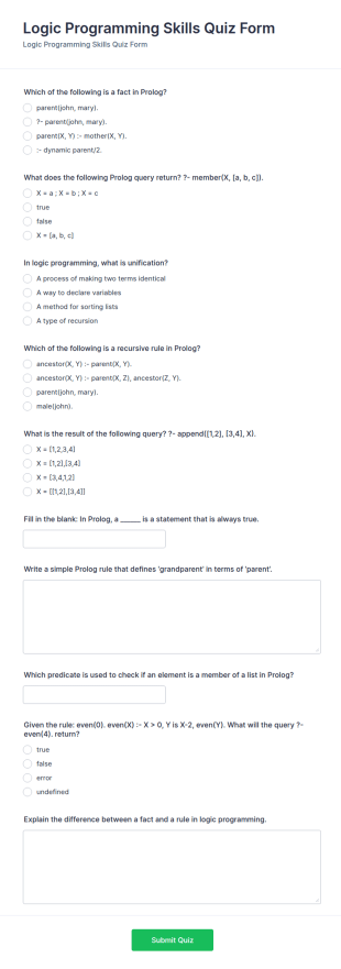 Logic Programming Skills Quiz Form Template
