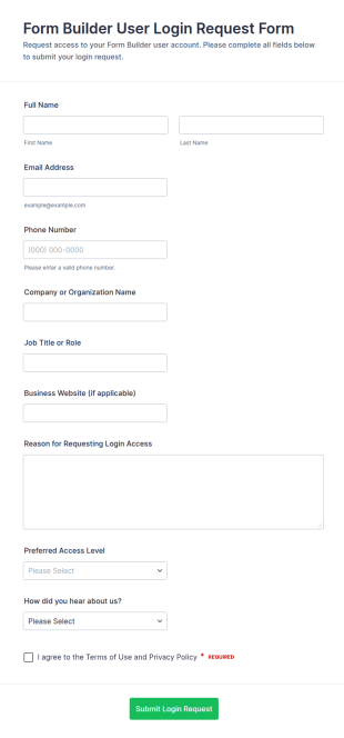 Login Request Form Template