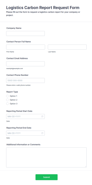 Logistics Carbon Report Request Form Template