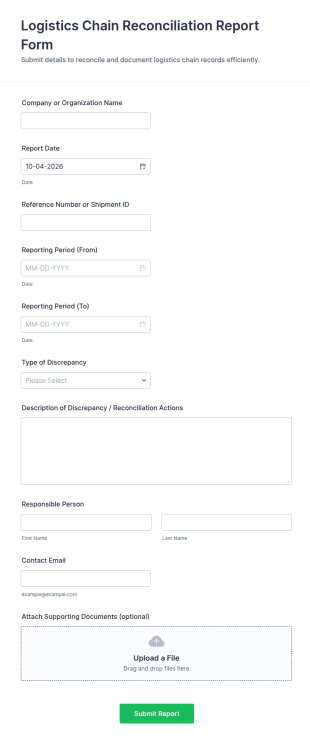 Logistics Chain Reconciliation Report Form Template