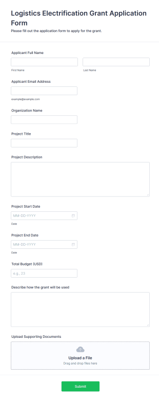 Logistics Electrification Grant Application Form Template