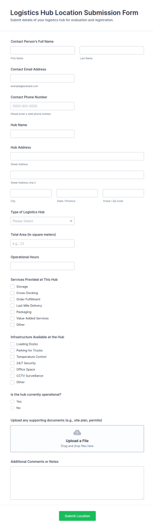 Logistics Hub Location Submission Form Template