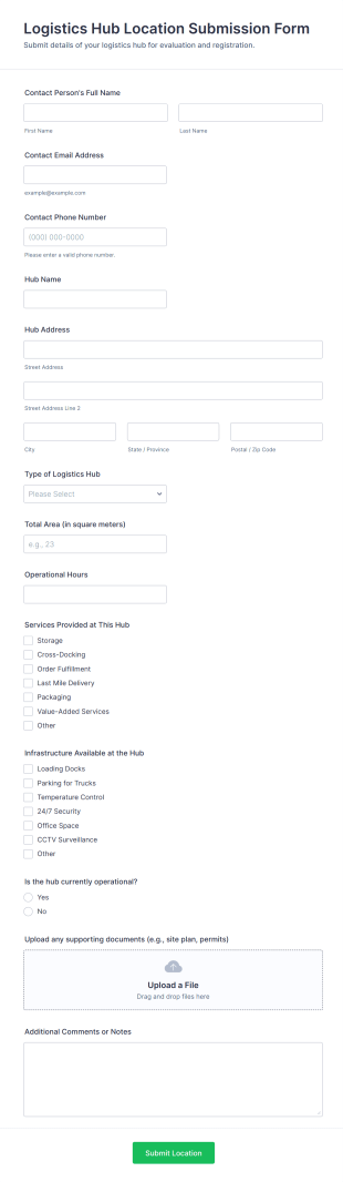 Logistics Hub Location Submission Form Template