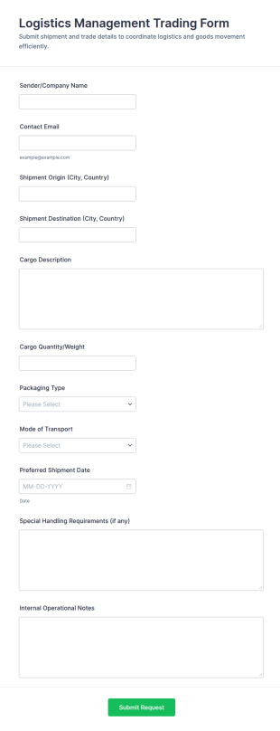Logistics Management Trading Form Template