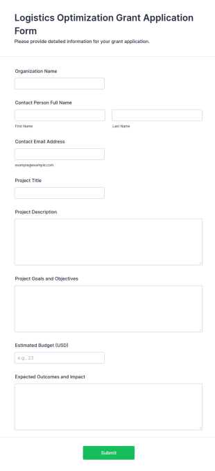 Logistics Optimization Grant Application Form Template