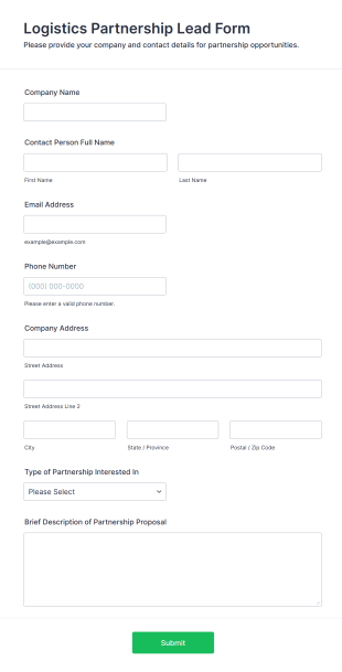 Logistics Partnership Lead Form Template
