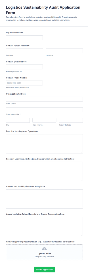 Logistics Sustainability Audit Application Form Template