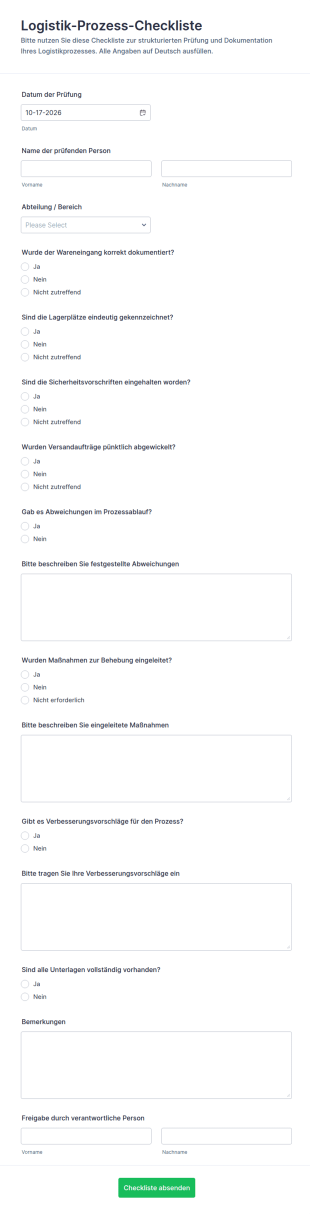 Logistik Checkliste