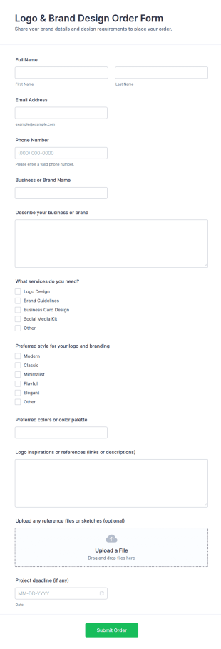 Logo & Brand Design Order Form Template
