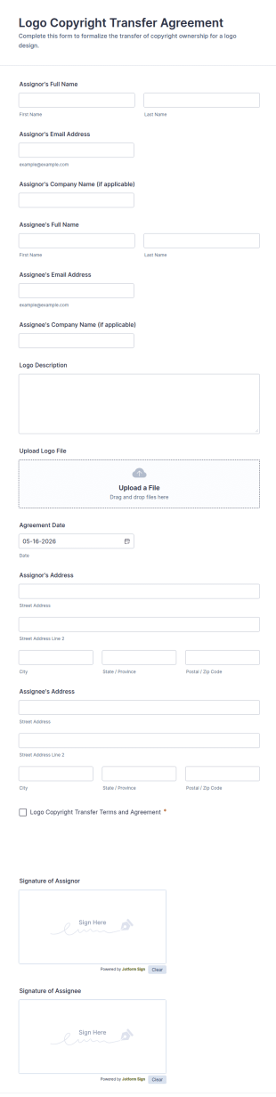 Logo Copyright Transfer Agreement Form Template
