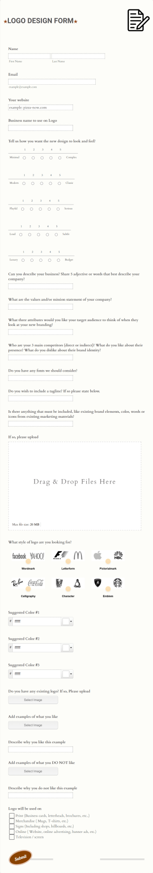 Logo Design Form Template